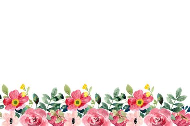 Beyaz arkaplanda suluboya çiçeksiz sınır çerçevesi.