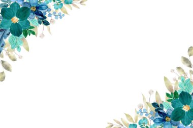 Beyaz arkaplanda suluboya çiçeksiz sınır çerçevesi.