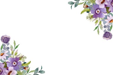 Çiçeksel sınır çerçevesi arka plan şablonu. Vektör tasarımı çizimi. Pankart için, düğün kartı..