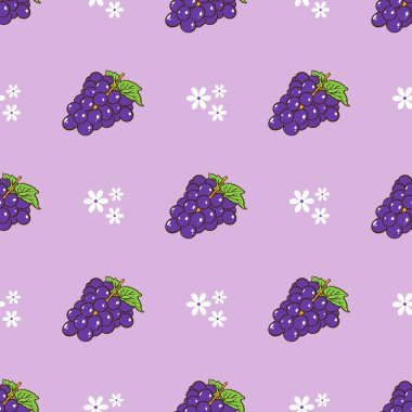Kusursuz mor üzüm desenli tasarım vektörü