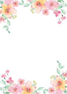 düğün, doğum günü, kart, arkaplan, davetiye, duvar kağıdı, çıkartma, dekorasyon için çiçek suluboya çerçevesi.