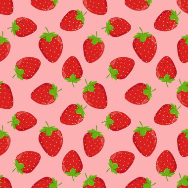 Çilek pürüzsüz desen. Taze meyve kırmızısı çileklerle tekrarlanan desen