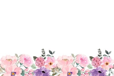 Tasarım için suluboya çiçek arka planı. Çiçek sınır çerçevesi şablonu.