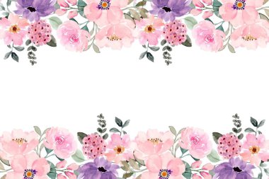Tasarım için suluboya çiçek arka planı. Çiçek sınır çerçevesi şablonu.
