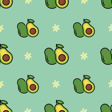 Avokado desenli geometrik dikişsiz. Taze avokado yarım desen.