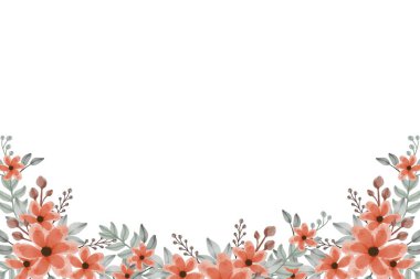 Düğün, doğum günü, kart, arkaplan, davetiye, duvar kağıdı, çıkartma, dekorasyon için suluboya çiçek sınırı.