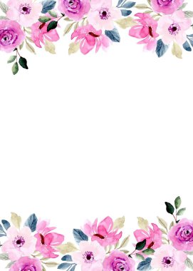 Tasarım için suluboya çiçek arka planı. Çiçek sınır çerçevesi şablonu.