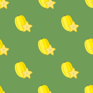 Carambola ile meyvesiz desen. Kumaş, tekstil, duvar kağıdı, ambalaj için tasarım.