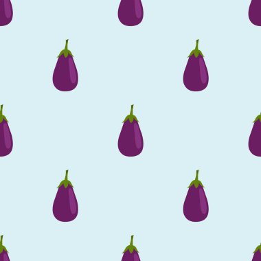 Patlıcan Emoji Deseni. Geleneksel Mor Sebze Gıda Kusursuz Arkaplan Sembolleri.