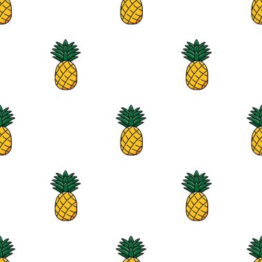 ananas desen vektör çizim.