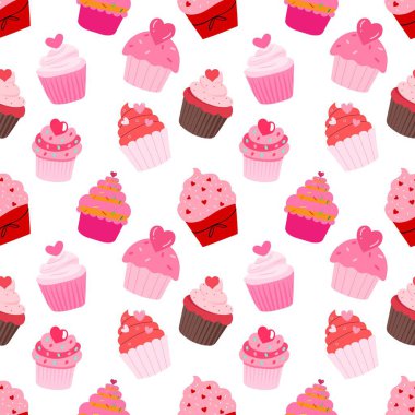 Pastel pembe kekleri olan kusursuz vektör deseni.