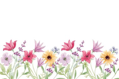 suluboya çiçekler tasarım için çerçeve. Çiçek sınır çerçevesi şablonu.