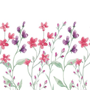 Düğün, doğum günü, kart, arkaplan, davetiye, duvar kağıdı, çıkartma, dekorasyon için suluboya çiçek sınırı.