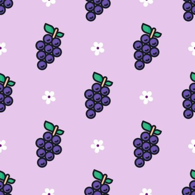 Kusursuz mor üzüm desenli tasarım vektörü