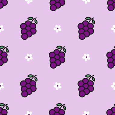 Kusursuz mor üzüm desenli tasarım vektörü
