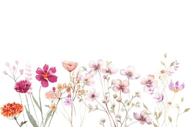 suluboya çiçek çerçevesi, tasarım için arkaplan.