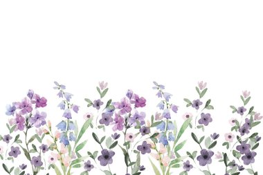 Çiçekli suluboya bitkisel çiçekler sınır çerçevesi. 