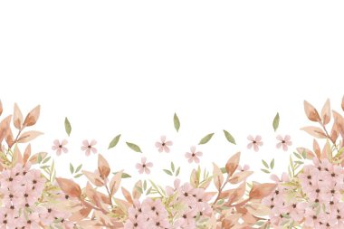 Düğün, doğum günü, kart, arkaplan, davetiye, duvar kağıdı, çıkartma, dekorasyon için suluboya çiçek sınırı.