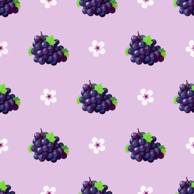 Kusursuz mor üzüm desenli tasarım vektörü
