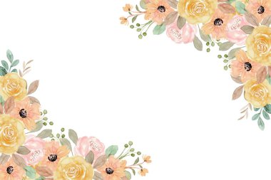 Tasarım için suluboya çiçek arka planı. Çiçek sınır çerçevesi şablonu.