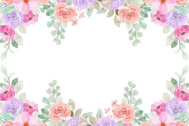 Tasarım için suluboya çiçek arka planı. Çiçek sınır çerçevesi şablonu.