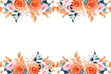 Düğün, doğum günü, kart, arkaplan, davetiye, duvar kağıdı, çıkartma, dekorasyon için suluboya çiçek sınırı.