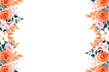 Çiçeksiz vektör sınırı. Yaz çiçekleri, yeşil yapraklar.