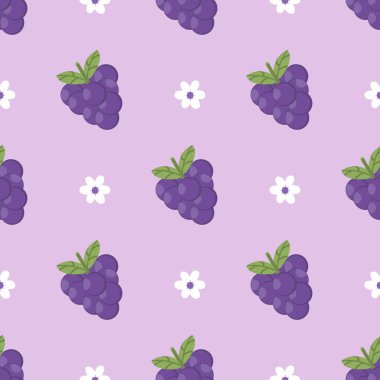 Kusursuz mor üzüm desenli tasarım vektörü, basit tatlı üzüm deseni