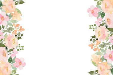 Suluboya renkli çiçek çerçevesi arkaplanı