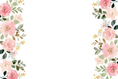 Suluboya renkli çiçek çerçevesi arkaplanı