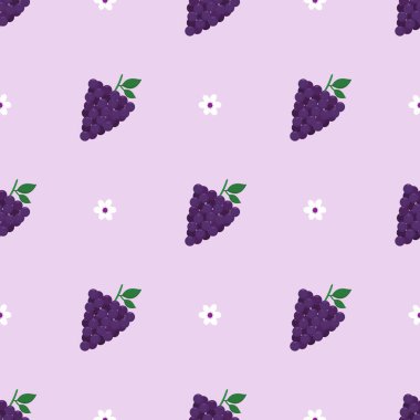 Kusursuz mor üzüm desenli tasarım vektörü