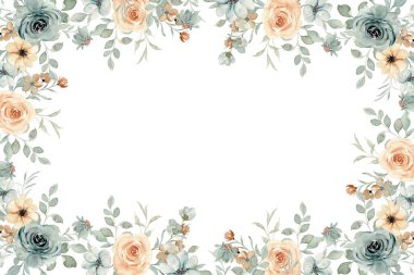 Düğün, doğum günü, kart, arkaplan, davetiye, duvar kağıdı, çıkartma, dekorasyon için suluboya çerçeve.