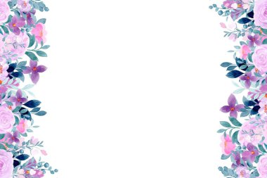 Düğün, doğum günü, kart, arkaplan, davetiye, duvar kağıdı, çıkartma, dekorasyon vesaire için suluboya pembe çiçek çerçevesi.