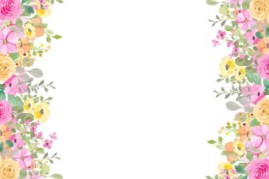 Düğün, doğum günü, kart, arkaplan, davetiye, duvar kağıdı, çıkartma, dekorasyon vesaire için suluboya pembe çiçek çerçevesi.