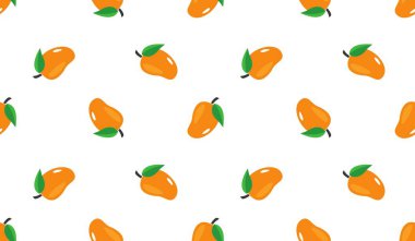 Mango meyveli, pürüzsüz bir şekil. Beyaz arka planda yaz tropikal meyveleri. 