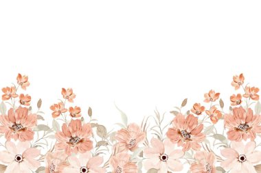 Tasarım için suluboya çiçek arka planı. Çiçek sınır çerçevesi şablonu.