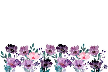 Tasarım için suluboya çiçek çerçevesi arkaplanı.