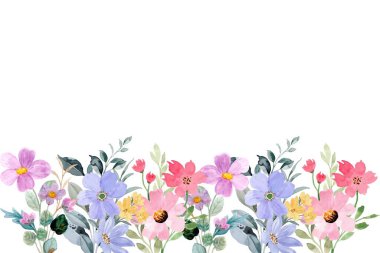 Tasarım için suluboya çiçek çerçevesi arkaplanı.