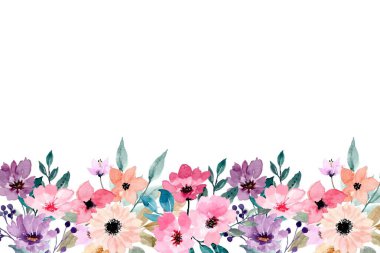 Tasarım için suluboya çiçek çerçevesi arkaplanı.