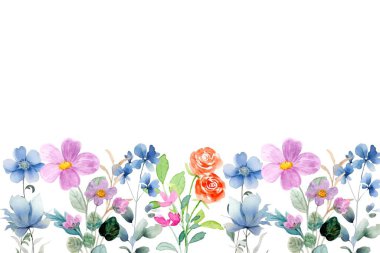 Tasarım için suluboya çiçek çerçevesi arkaplanı.