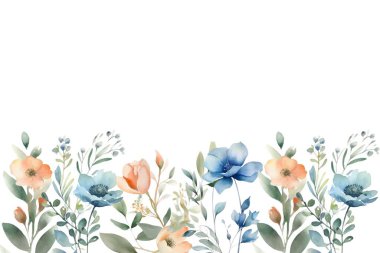 Tasarım için suluboya çiçek çerçevesi arkaplanı.