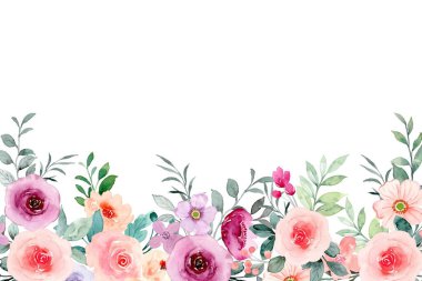 Suluboya renkli çiçek çerçevesi arkaplanı 