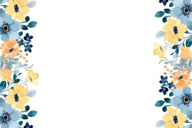 Suluboya renkli çiçek çerçevesi arkaplanı 