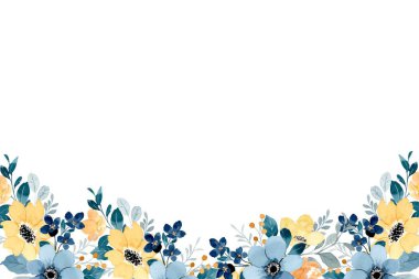 Suluboya renkli çiçek çerçevesi arkaplanı 