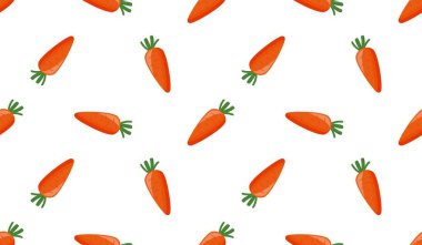 Havuçlu kusursuz desen, sebzelerin vektör çizimi, sağlıklı vejetaryen yemek duvar kağıdı.