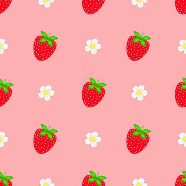 Tatlı çilek desenli arkaplan tasarımı.
