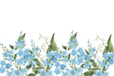 Renkli suluboya çiçekli çerçeve. Resimler beyaz arkaplanda izole edildi.