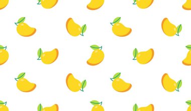 Mango meyveli, pürüzsüz bir şekil. Beyaz arka planda yaz tropikal meyveleri.