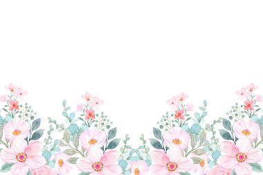 Renkli suluboya çiçekler dizayn için çerçeve. Çiçek sınır çerçevesi şablonu.