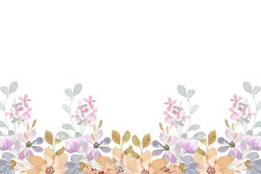 Çiçek açan botanik çiçekleri. Kenar çerçeve yumuşak renk. Beyaz arka planda yabani çiçekler ve kelebekler.